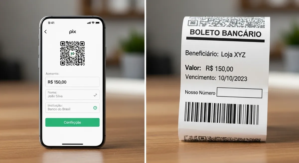 Formas de pagamento aceitas em lojas de celular Pix e Boleto